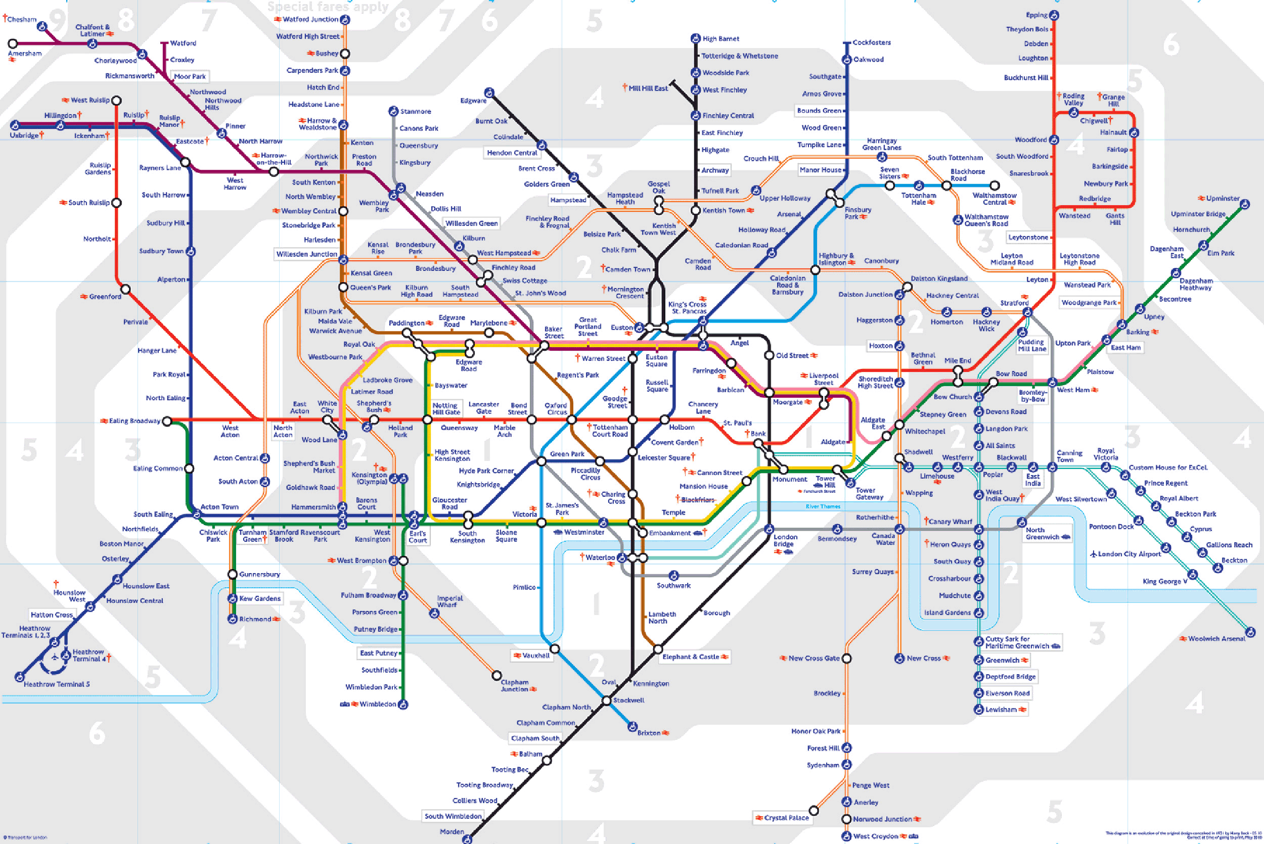 london tube map with attractions