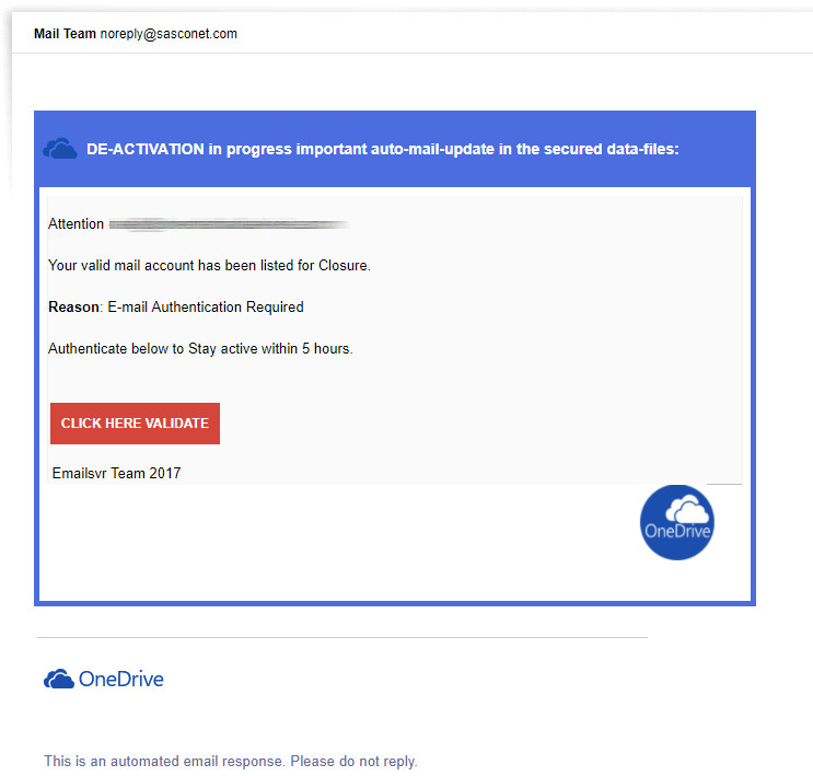 microsoft onedrive email scam